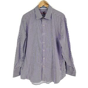 Robert Graham X Shirt Size 2XL Mens Purple Stripe Flip Contrast Cuff Button Up